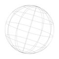 Wireframe, grid, mesh sphere, globe, ball vector illustration Royalty Free Stock Photo