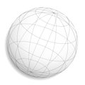 Wireframe, grid, mesh sphere, globe, ball vector illustration Royalty Free Stock Photo