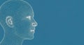 Wireframe Head Profile Concept, 3D Render, Technology, Artificial Intelligence Royalty Free Stock Photo