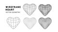 Wireframe heart with different structure of the grid frame. Abstract 3d grid design. Technology style Royalty Free Stock Photo