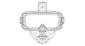 Wireframe illustration of a diving mask on a human face, created with a geometr Royalty Free Stock Photo