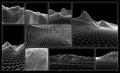 Wireframe landscape backgrounds set. EPS 10 Vector illustration. Terrain digital topography wireframe. Mountain data