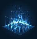 Wireframe Landscape Pattern. Big Data. Geometric Terrain Design