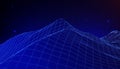Wireframe landscape representing digital data network connections Royalty Free Stock Photo