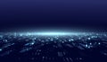 Wireframe Landscape Wire with Depth of Field Effect. 3D Topographic map background concept. Geography concept. Space surface HUD