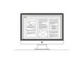 Wireframe layout on computer screen displaying design elements Royalty Free Stock Photo