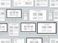 Wireframe layout design on multiple devices Royalty Free Stock Photo