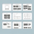 Wireframe layouts isolated on white background Royalty Free Stock Photo