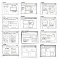 Wireframe layouts isolated on white background Royalty Free Stock Photo