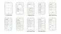 Wireframe layouts for mobile app ui design isolated on white background Royalty Free Stock Photo