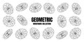 Wireframe lined shapes. Perspective mesh, 3d grid. Low poly geometric elements. Retro futuristic design elements, y2k