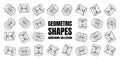 Wireframe lined shapes. Perspective mesh, 3d grid. Low poly geometric elements. Retro futuristic design elements, y2k