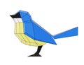 Wireframe Low Poly Bird Tit, titmouse