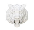 Wireframe low poly tiger head in full face