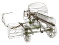 Wireframe of the Maxim machine gun. Machine gun isolated on a white background. View perspective. 3D. Vector