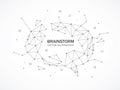 Wireframe mesh broken polygonal element. Brain shape with connected lines and dots. Royalty Free Stock Photo