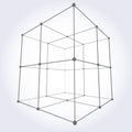 Wireframe Mesh Cube. Royalty Free Stock Photo