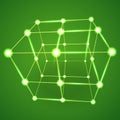 Wireframe Mesh Cube. Connected dots and lines. Royalty Free Stock Photo