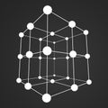 Wireframe Mesh Cube. Connected dots and lines. Royalty Free Stock Photo