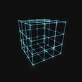 Wireframe Mesh Cube. Connected dots and lines. Connection Vector Illustration. Royalty Free Stock Photo