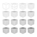 Wireframe Mesh Cube. Royalty Free Stock Photo