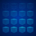 Wireframe Mesh Cube. Royalty Free Stock Photo