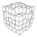 Wireframe Mesh Cube. Royalty Free Stock Photo