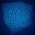 Wireframe Mesh Cube. Royalty Free Stock Photo