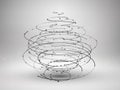 Wireframe mesh element. Abstract swirl form with connected lines and dots.