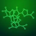 Wireframe Mesh Molecule. Connection Structure. Royalty Free Stock Photo