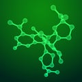 Wireframe Mesh Molecule. Connection Structure. Royalty Free Stock Photo