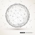 Wireframe mesh polygonal element. Sphere with Royalty Free Stock Photo