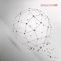 Wireframe mesh polygonal element. Sphere with connected lines and dots. Vector Illustration EPS10. Royalty Free Stock Photo