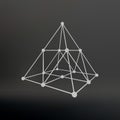 Wireframe mesh Polygonal pyramid. Pyramid of the Royalty Free Stock Photo
