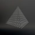 Wireframe mesh Polygonal pyramid. Pyramid of the Royalty Free Stock Photo
