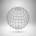 Wireframe mesh polygonal sphere Royalty Free Stock Photo