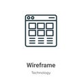 Wireframe outline vector icon. Thin line black wireframe icon, flat vector simple element illustration from editable technology