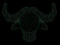 Wireframe polygonal buffalo Royalty Free Stock Photo