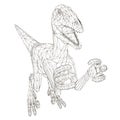 Wireframe polygonal dinosaur. Isolated on a white background dinosaur with an open mouth. 3D. Vector illustration