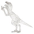 Wireframe polygonal dinosaur. Isolated on a white background dinosaur with an open mouth. 3D. Vector illustration