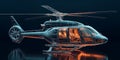 Wireframe representation of a modern helicopter illustrating technology and design concepts Royalty Free Stock Photo