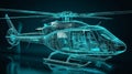 Wireframe representation of a modern helicopter illustrating technology and design concepts Royalty Free Stock Photo