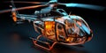 Wireframe representation of a modern helicopter illustrating technology and design concepts Royalty Free Stock Photo
