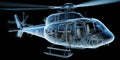 Wireframe representation of a modern helicopter illustrating technology and design concepts Royalty Free Stock Photo