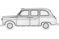 Wireframe of a retro car from black lines isolated on a white background. Side view. 3D. Vector illustration Royalty Free Stock Photo