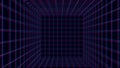 Wireframe room on the violet background. Vector perspective grid. Box with digital space Royalty Free Stock Photo