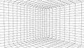 Wireframe room on the white background. Vector perspective grid. Box with digital space Royalty Free Stock Photo