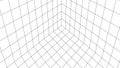 Wireframe room on the white background. Vector perspective grid. Box with digital space Royalty Free Stock Photo