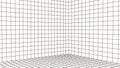 Wireframe room on the white background. Vector perspective grid. Box with digital space Royalty Free Stock Photo