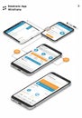 Wireframe showcasing a smartphone app displayed on multiple devices. The Royalty Free Stock Photo